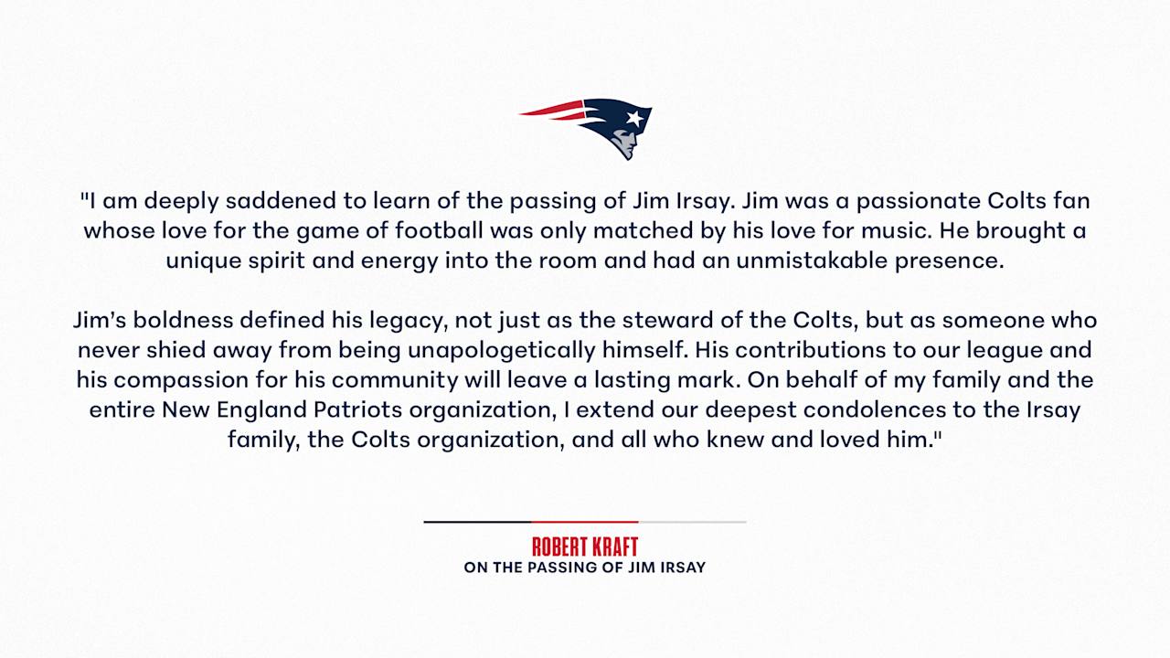 Statement from Patriots Chairman and CEO Robert Kraft on the Passing of Jim Irsay