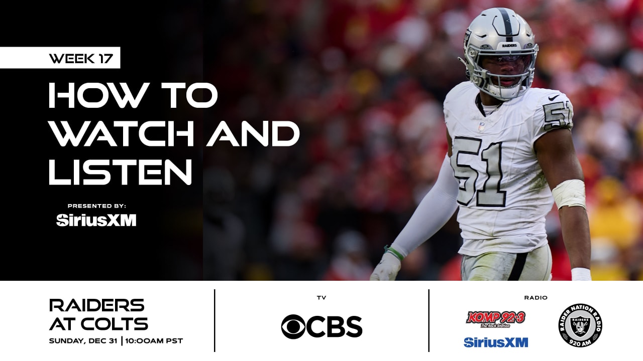 How to watch listen to and livestream Raiders at Colts