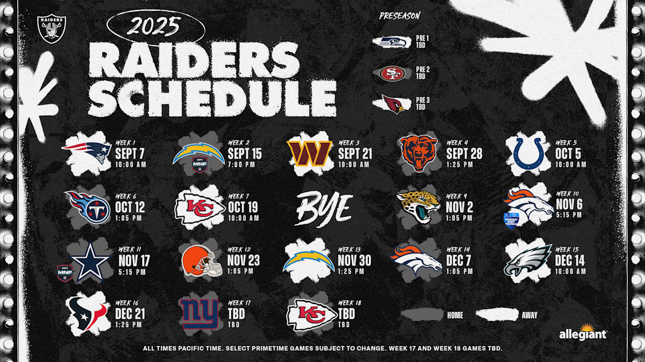 The Las Vegas Raiders' 2025 Schedule NFL Schedule Release(00)