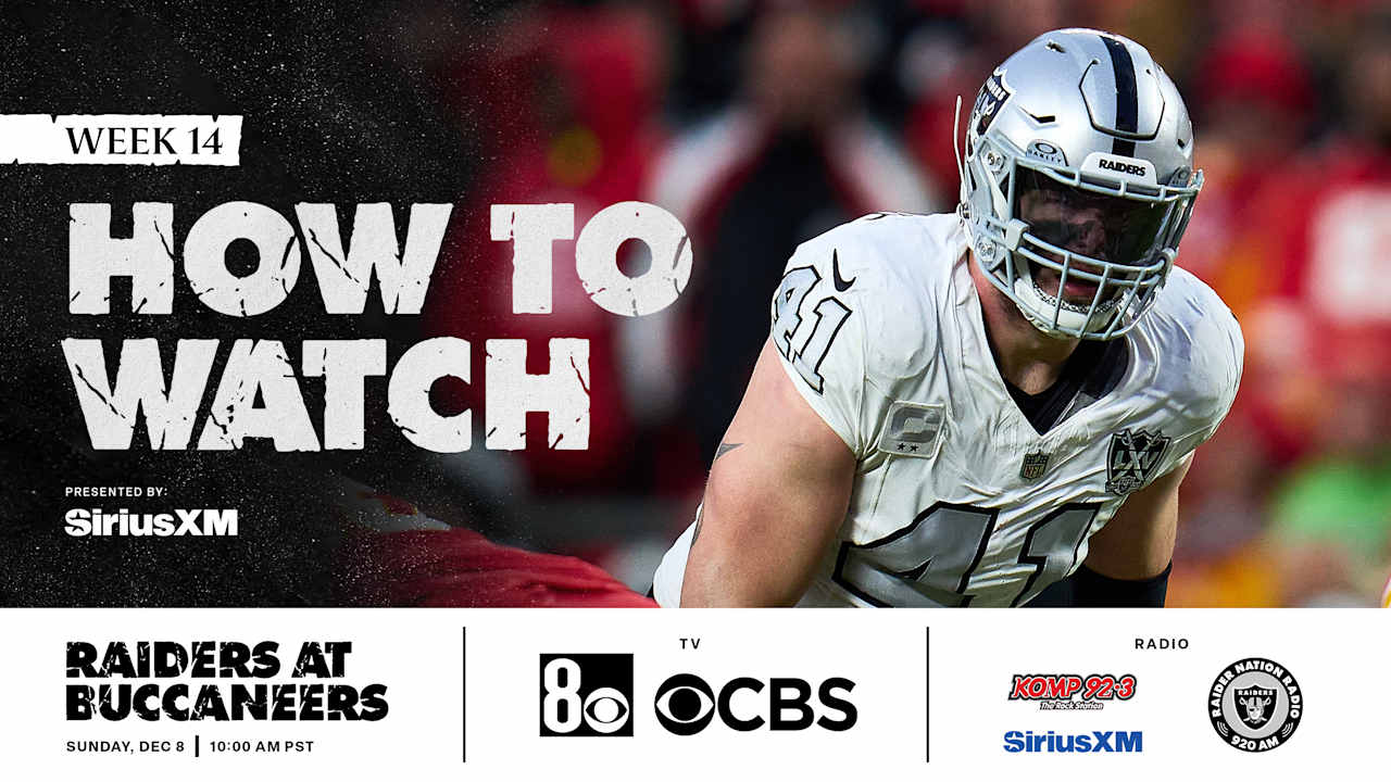 How to watch Las Vegas Raiders at Tampa Bay Buccaneers on December 8