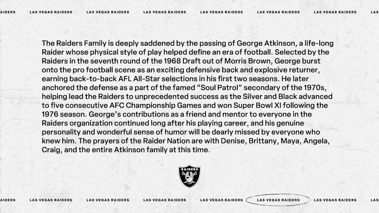 Raiders mourn the passing of George Atkinson