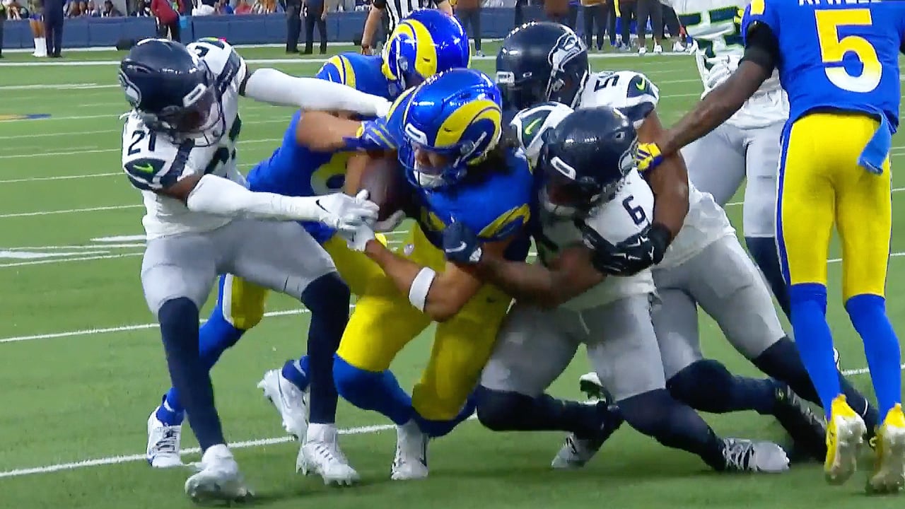 Los Angeles Rams Wide Receiver Puka Nacua Bulldozes A Seahawks Defender ...