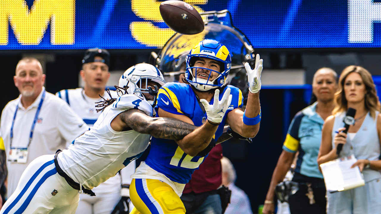 Wide receiver Puka Nacua catching dimes from quarterback Matthew ...