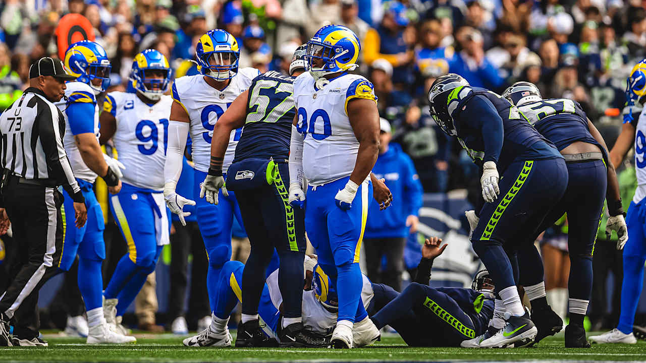 Braden Fiske Tyler Davis combo sack | Los Angeles Rams Highlights ...