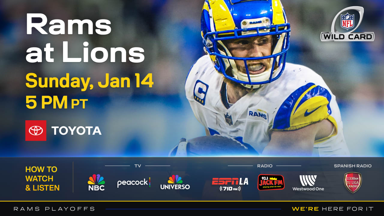 Rams vs Lions Wild Card Round Playoff Clash on Sunday, Jan. 14 at 5 p