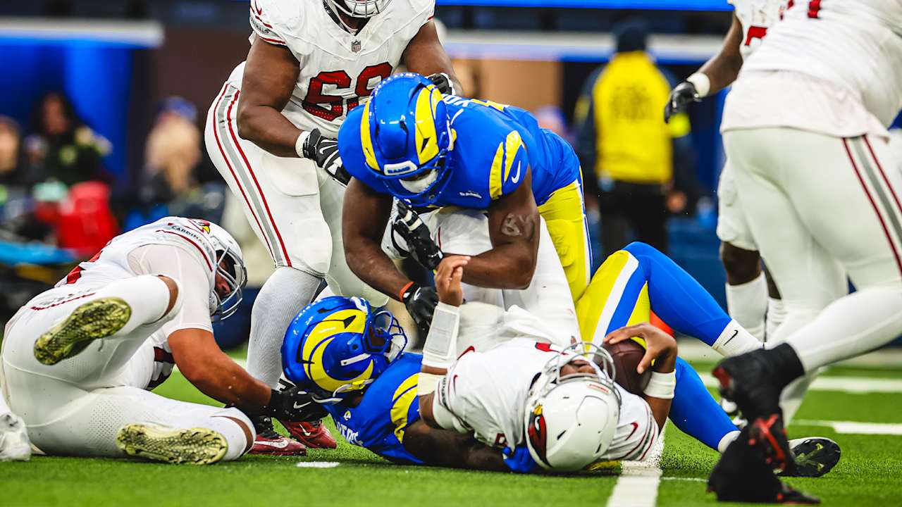 Jared Verse sacks Jacoby Brissett - Los Angeles Rams Highlights - Week ...