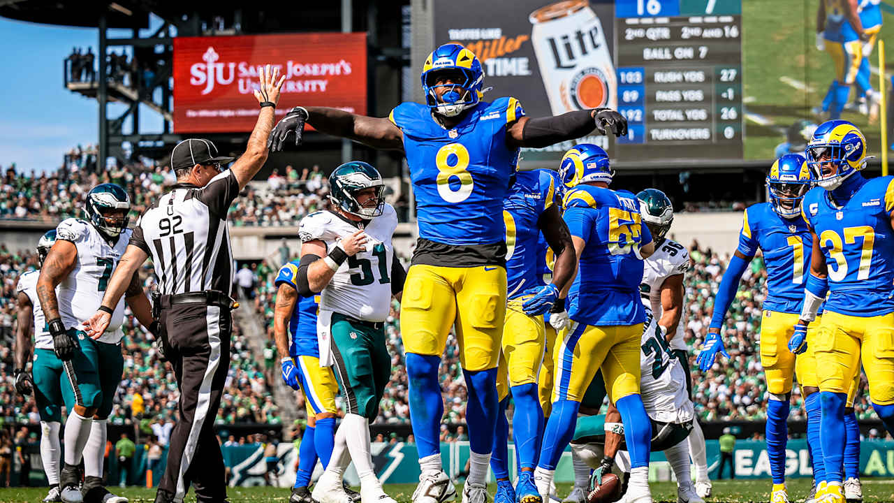Jared Verse sacks Jalen Hurts; Nate Landman recovers fumble - Los ...