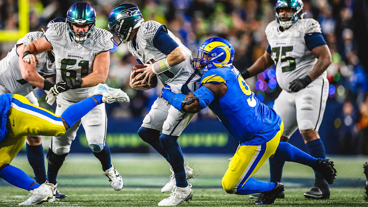 Kobie Turner sacks Sam Darnold - Los Angeles Rams Highlights - Week 16 ...