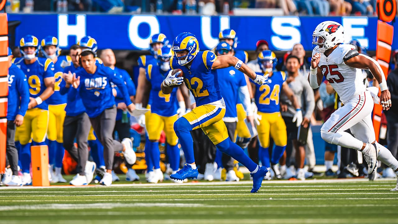 Wide receiver Puka Nacua catches a pass from quarterback Matthew ...
