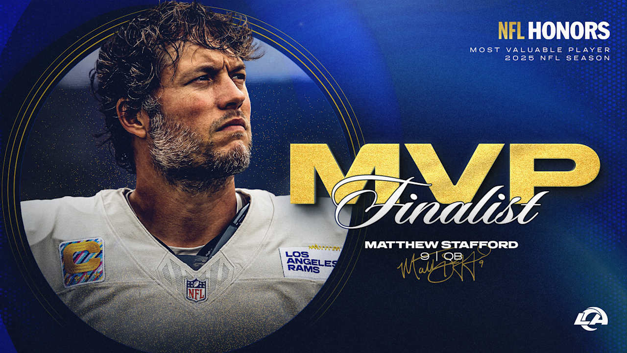 Matthew Stafford NFL MVP finalist graphic for 2025 season