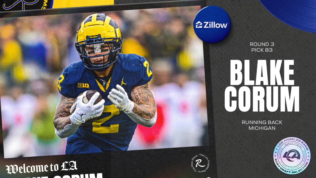 Running Back Blake Corum, Michigan, Rodada 3, Escolha 83