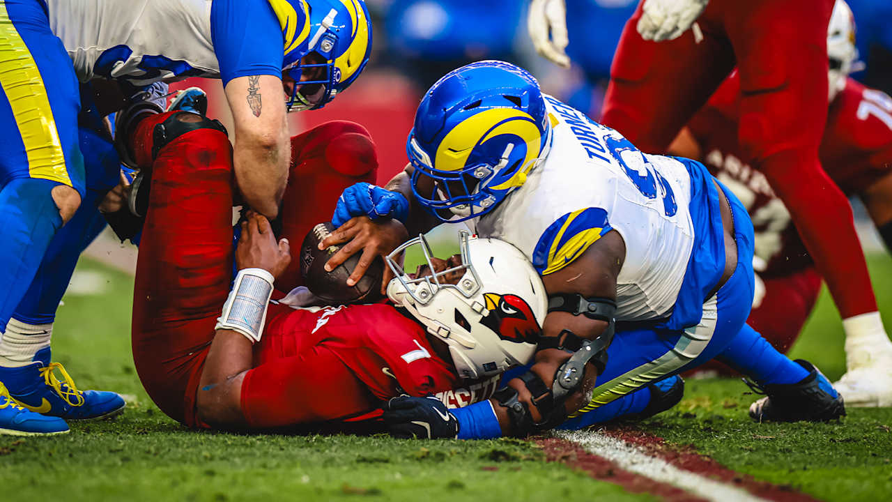 Kobie Turner sacks Jacoby Brissett - Los Angeles Rams Highlights - Week ...