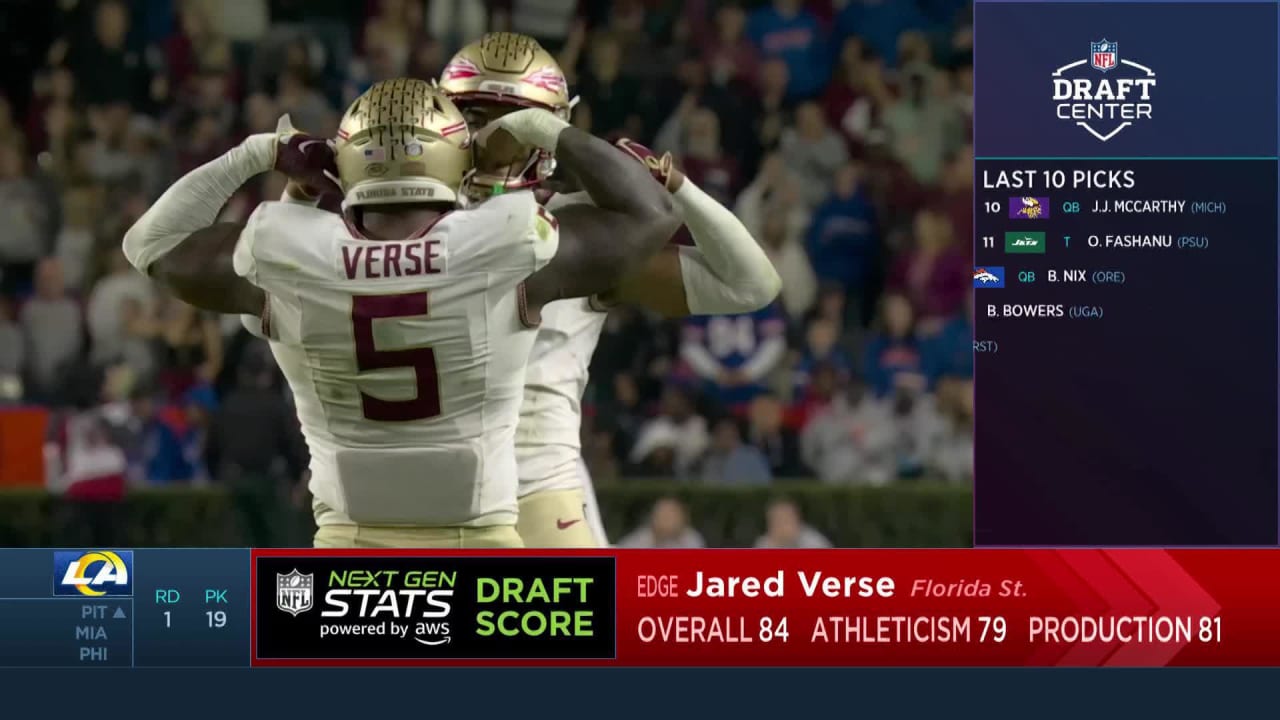 FSU DE Jared Verse is selected by Rams with No. 19th overall pick in ...