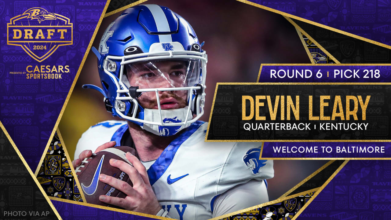 The Ravens selected quarterback Devin Leary in the sixth round