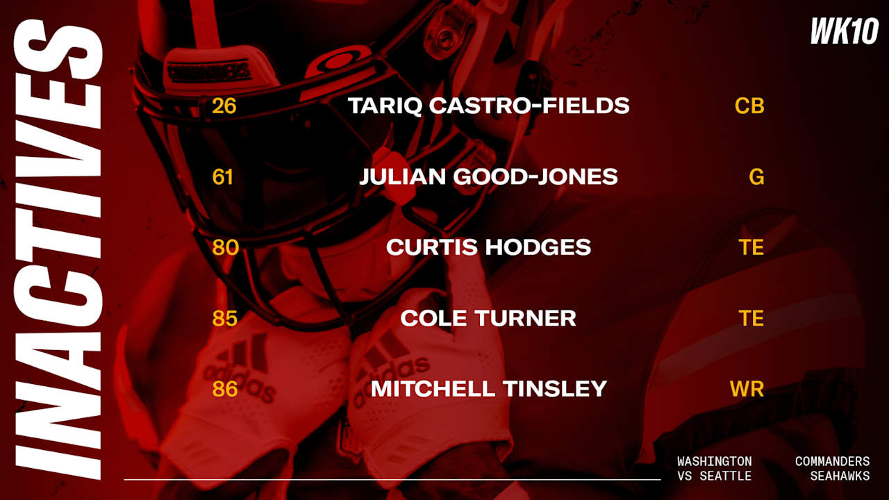 Washington Commanders vs. Seahawks Inactives Week 10