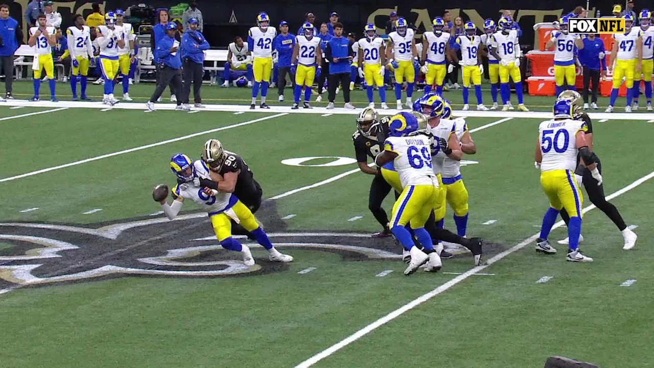 Bryan Bresee's sack of Stafford comes by virtue of replay-assist technology | Saints-Rams Highlights