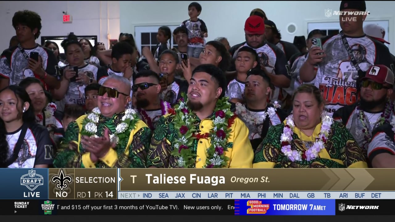 Saints pick OT Taliese Fuaga 14th in the Round 1 2024 NFL Draft