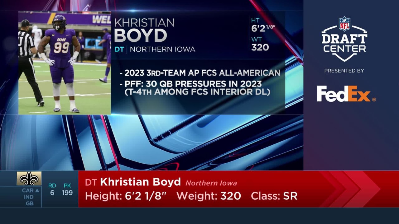 Saints select DT Khristian Boyd with Pick 199 in the fifth round 2024