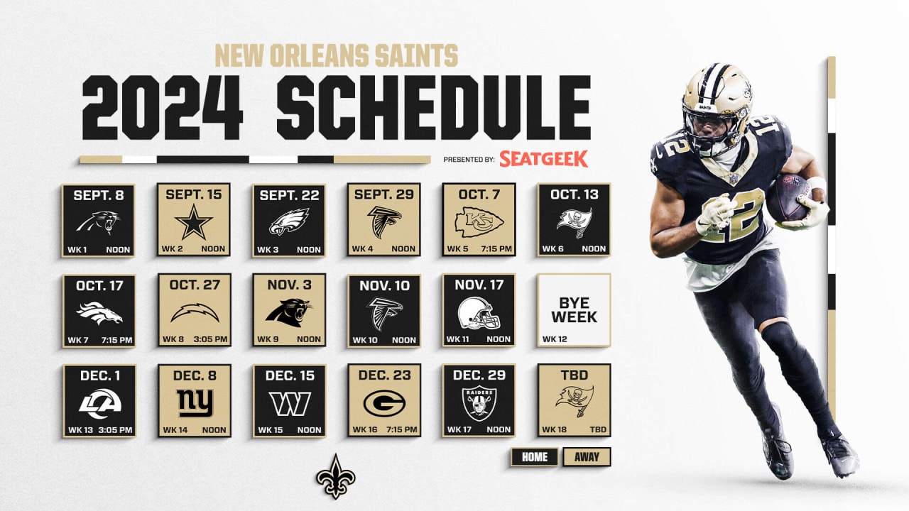 New Orleans Saints 2024 schedule presented by SeatGeek announced