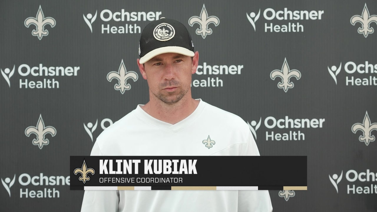 Saints OC Klint Kubiak speaks from 2024 Saints Minicamp