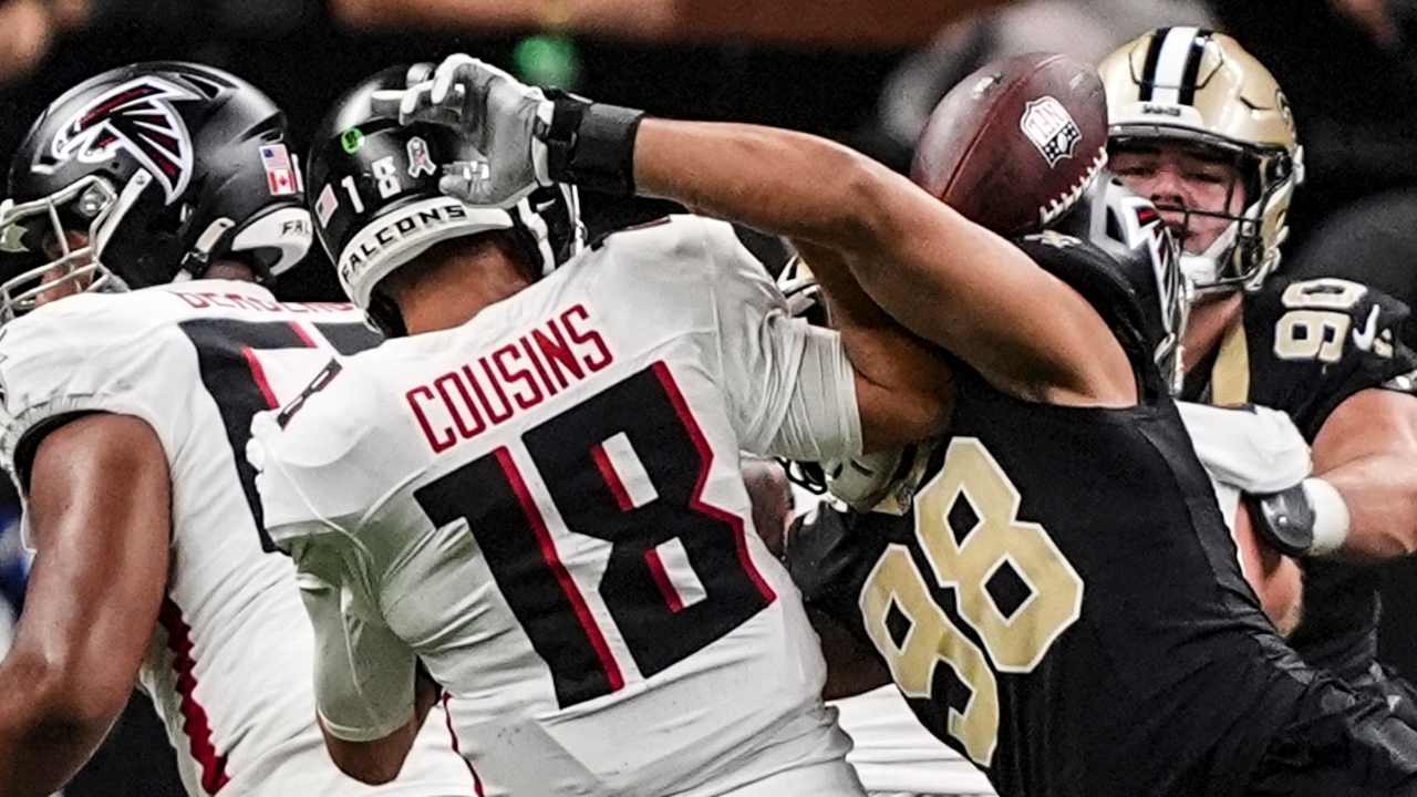 Payton Turner crushes Cousins for a red-zone sack | Saints-Falcons  Highlights | 2024 NFL Week 10