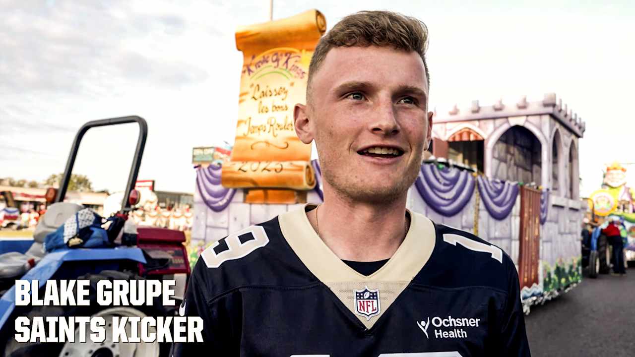 Saints K Blake Grupe rides as Grand Marshal of Krewe of Kings