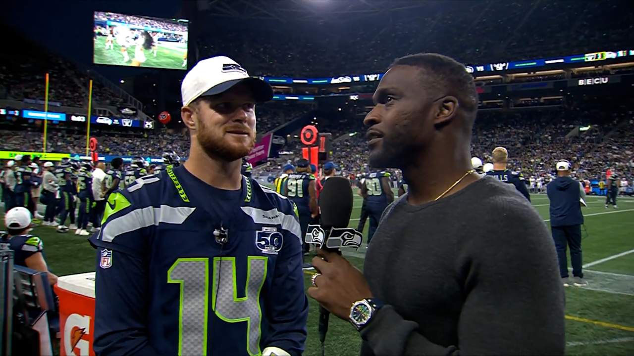 Sam Darnold Gets Interviewed By Seahawks Legend Cliff Avril 