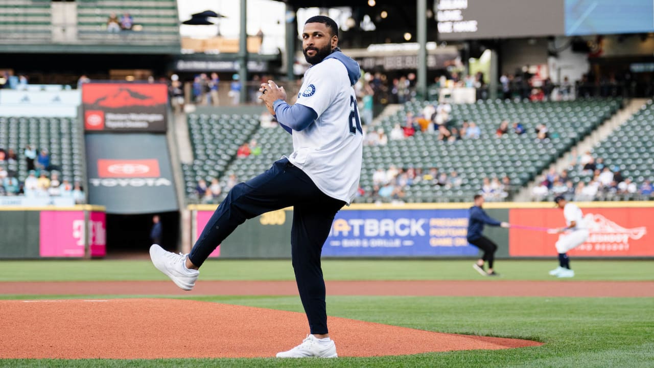 Photos: Seahawks Safety Julian Love Throws Out First Pitch At Mariners Game