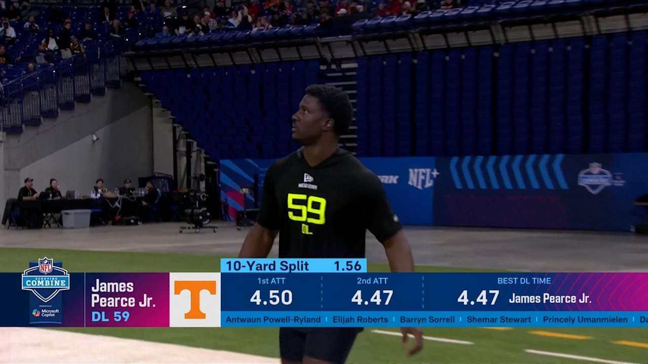 James Pearce Jr. Runs 4.47 40-Yard Dash - 2025 NFL Combine