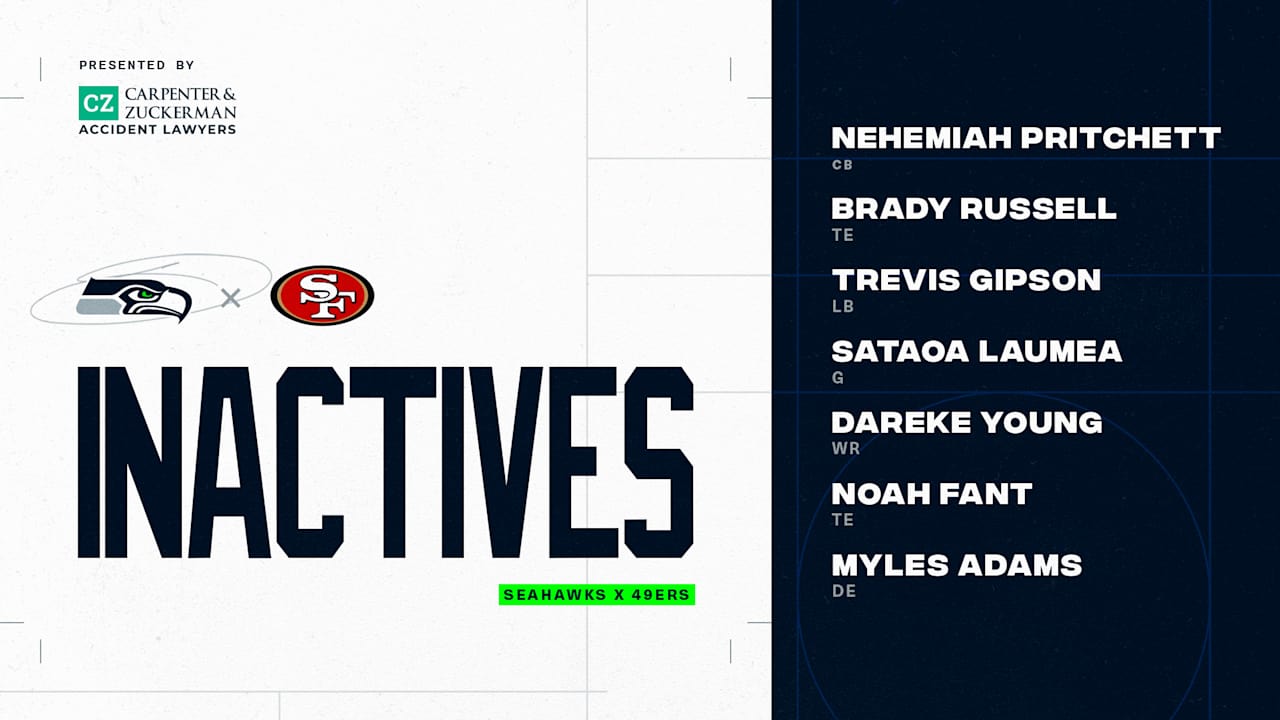 Seahawks at 49ers Week 11 Inactives