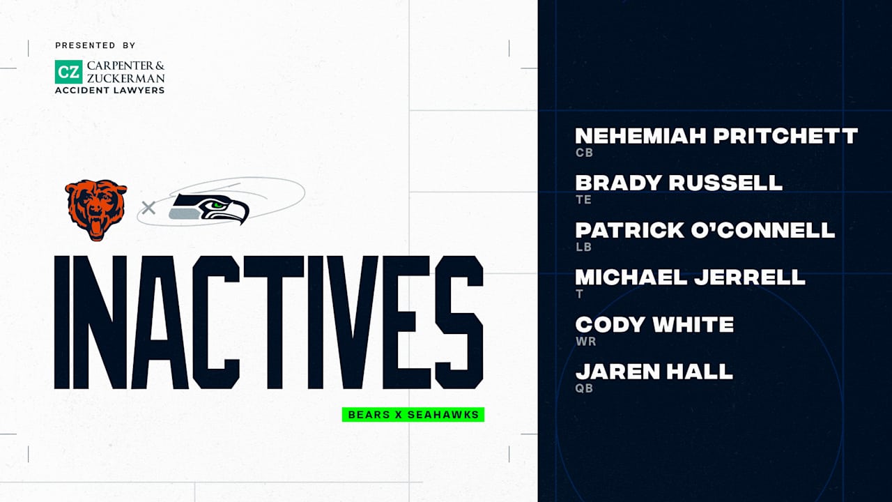 Seahawks at Bears Week 17 Inactives BVM Sports