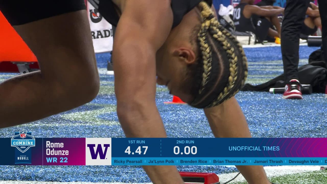 University Of Washington Wide Receiver Rome Odunze Runs Official 4.45 ...