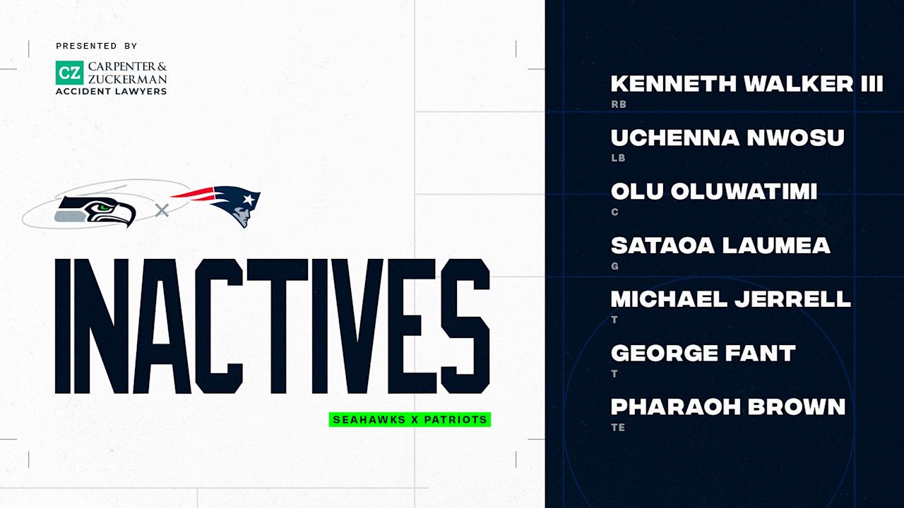 Inactive Seahawks Players at Patriots – 2024, Week 2