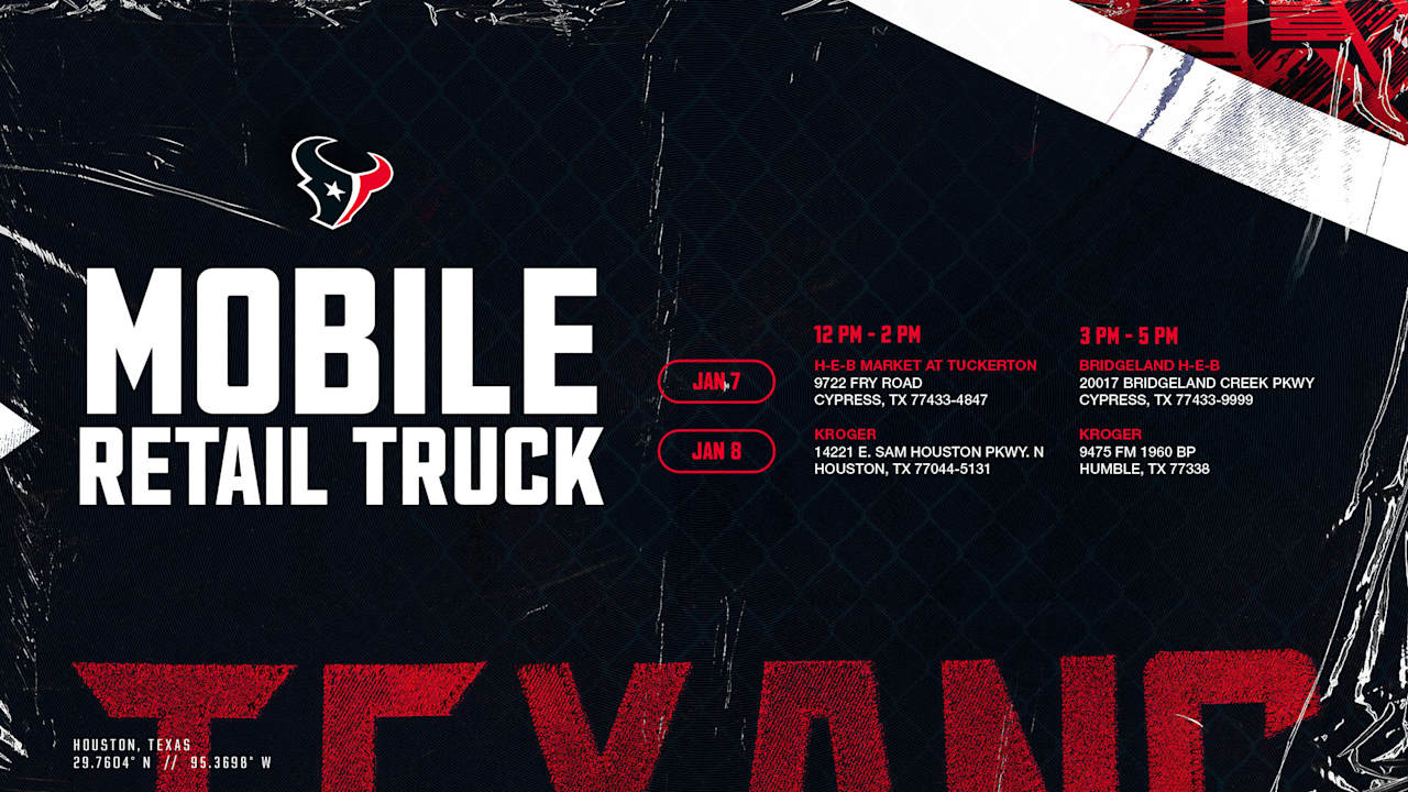 Texans Mobile Merch Truck has brand new Playoff t-shirts