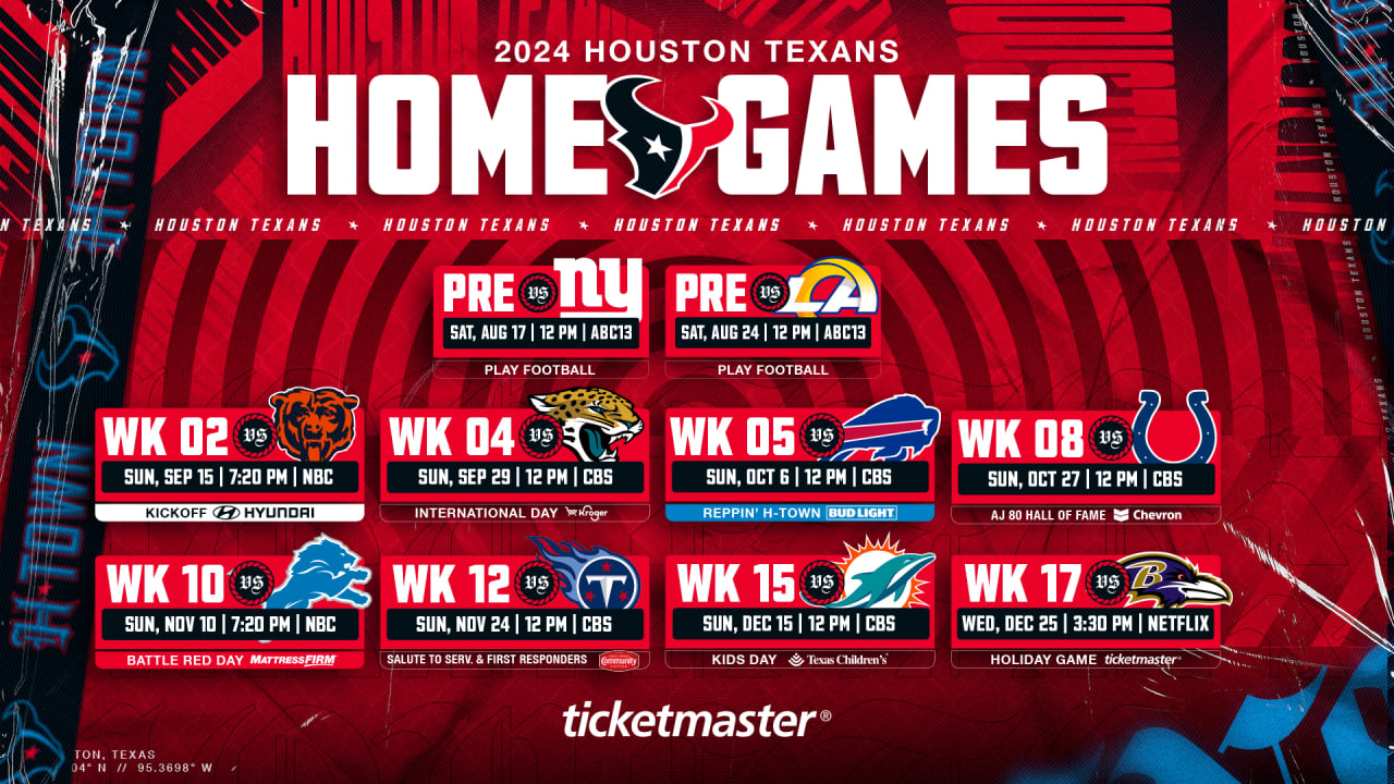 Houston Texans announce 2024 Home Game Themes