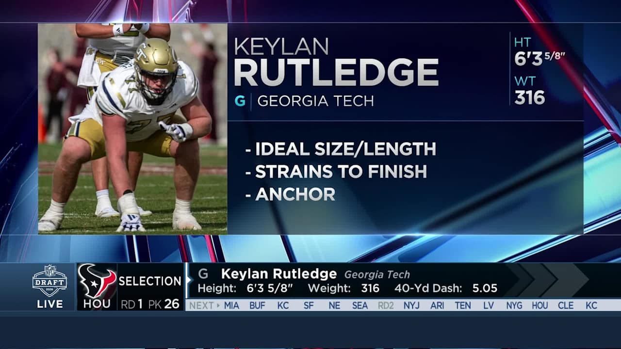 Texans select Keylan Rutledge with No. 26 pick in 2026 draft