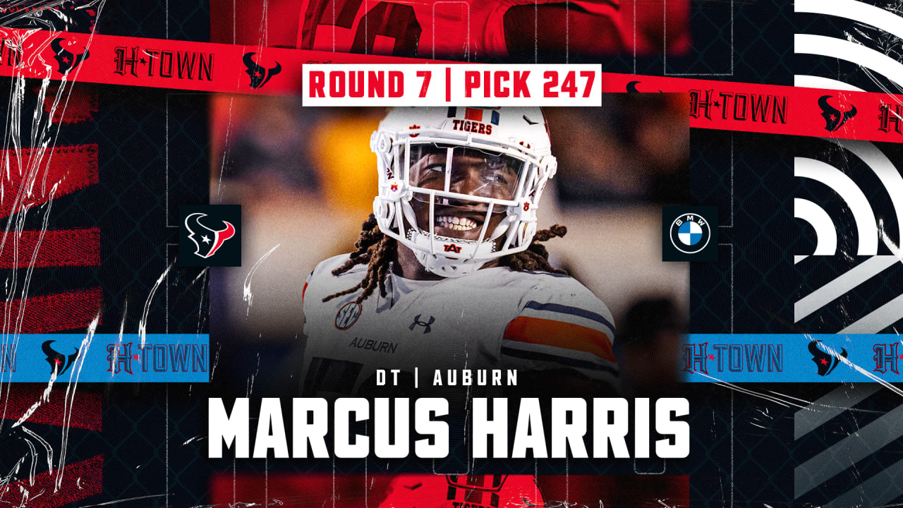 The Houston Texans took Auburn defensive tackle Marcus Harris in the  seventh round of the 2024 NFL Draft. Chosen 247th overall, Harris was  ultimately one of five defenders drafted by the club., image size:1280x720