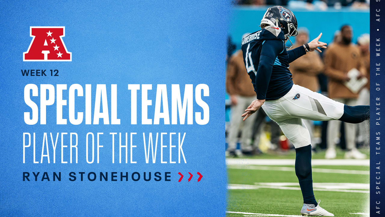 Titans Punter Ryan Stonehouse Named AFC Special Teams Player of the Week