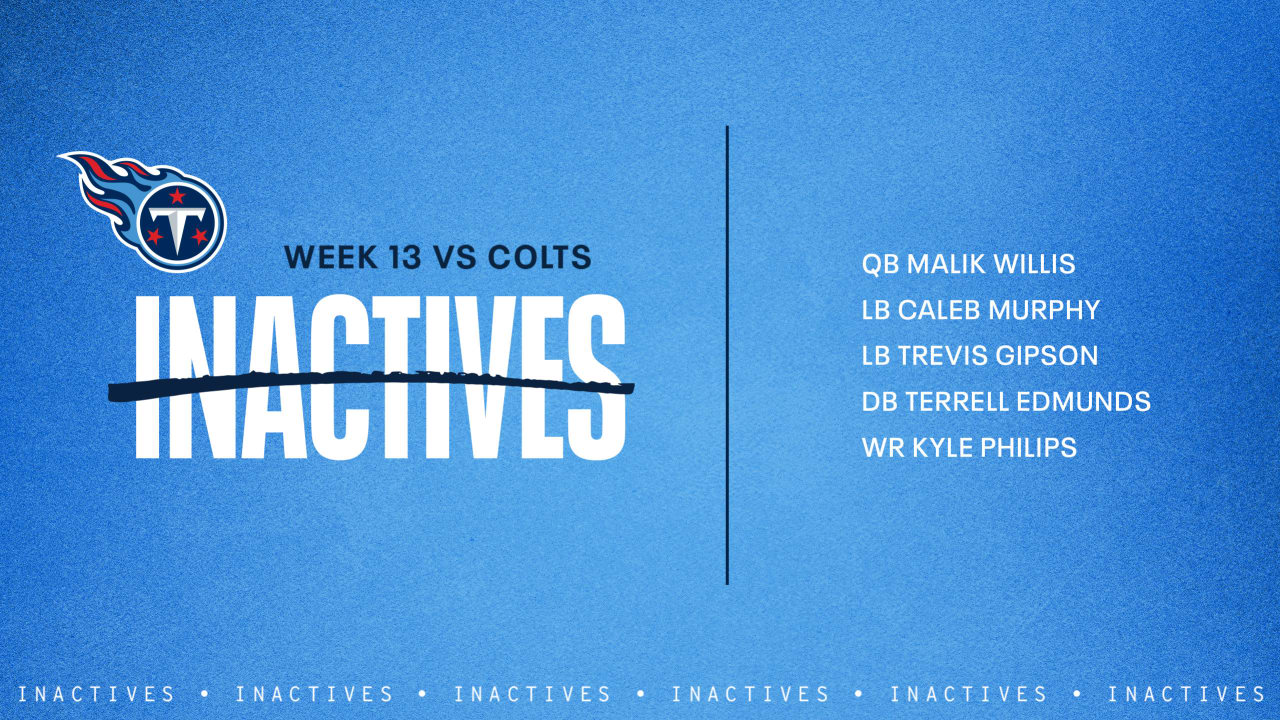 Game Inactives | Week 13 Colts vs Titans - Vimarsana News
