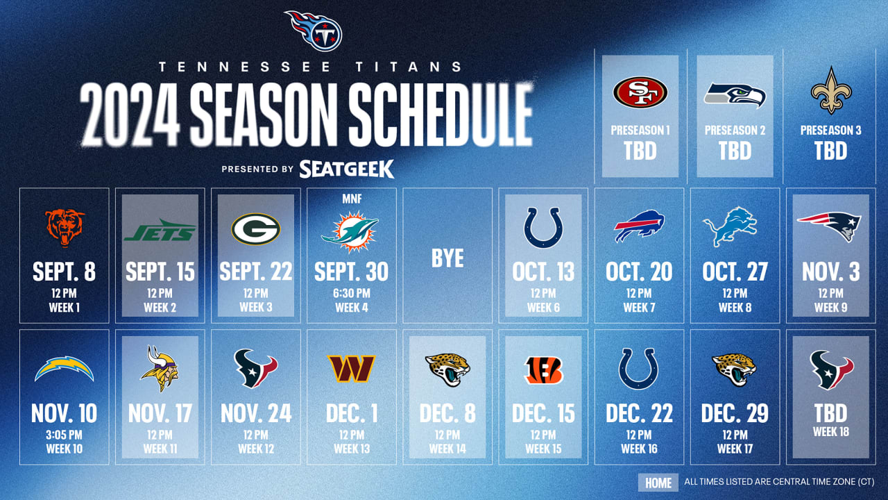 Titans Release 2024 Schedule, and It Includes Another MNF Contest at