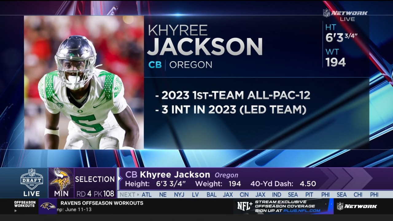 Vikings Select Oregon CB Khyree Jackson With Pick No. 108 In 2025 NFL Draft