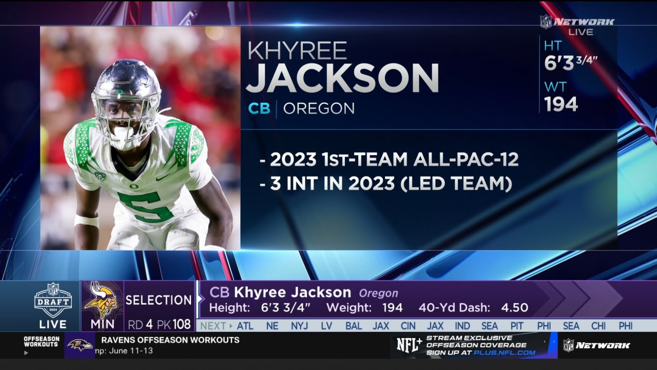 Vikings Select Oregon CB Khyree Jackson With Pick No. 108 In 2024 NFL Draft