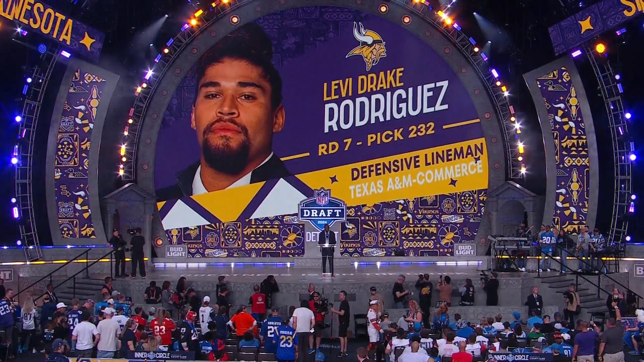 Vikings Select Texas A&M University Commerce DL Levi Drake Rodriguez With  Pick No. 232 In 2024 NFL Draft