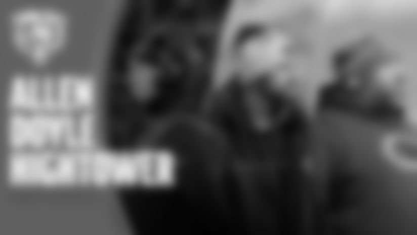 Defensive coordinator Dennis Allen, offensive coordinator Declan Doyle and special teams coordinator Richard Hightower address the media on Thursday at Halas Hall.