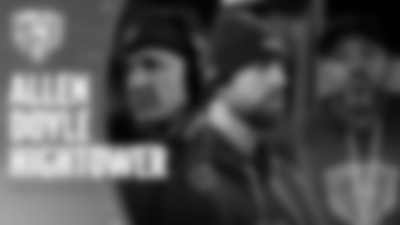 Defensive coordinator Dennis Allen, offensive coordinator Declan Doyle and special teams coordinator Richard Hightower address the media Thursday at Halas Hall.