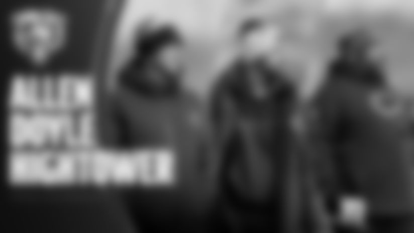 Defensive coordinator Dennis Allen, offensive coordinator Declan Doyle and special teams coordinator Richard Hightower meet the media Thursday at Halas Hall.