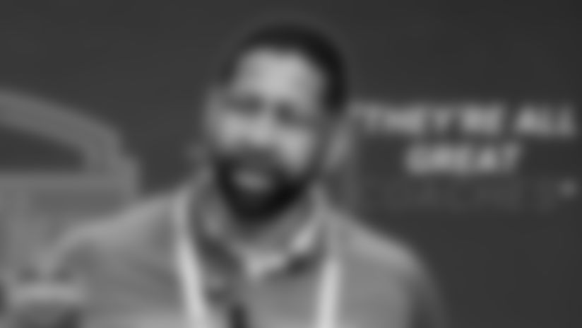 Andrew Berry speaks to the media at the NFL Combine.