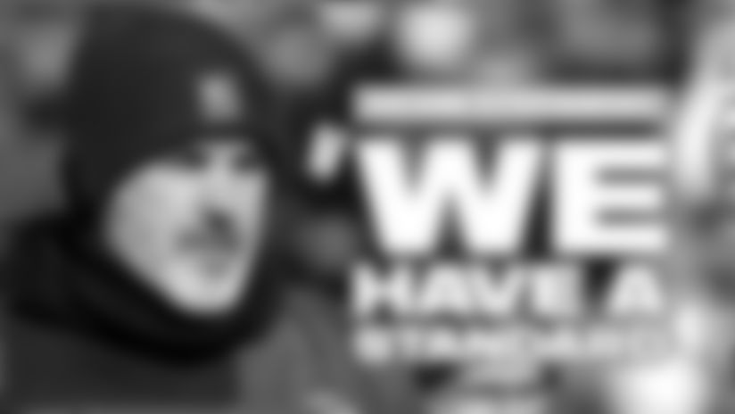 Kevin Stefanski speaks to the media prior to practice.