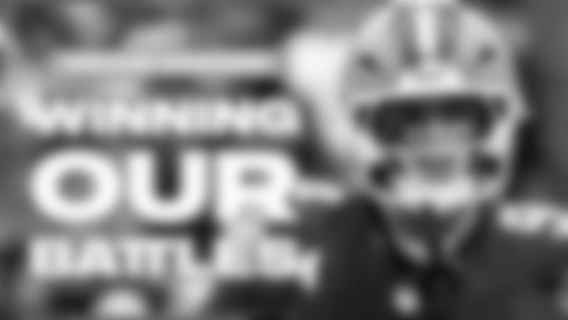 Mason Graham speaks to the media following practice.