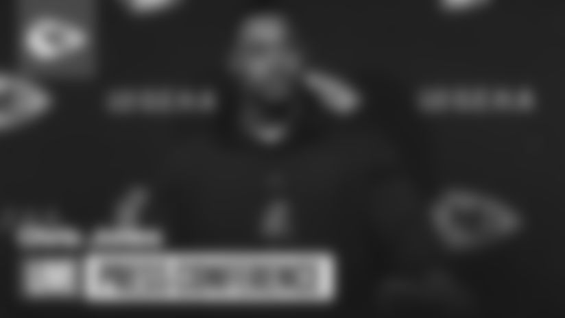 Chris Jones speaks to the media following the Chiefs game against the Tennessee Titans.